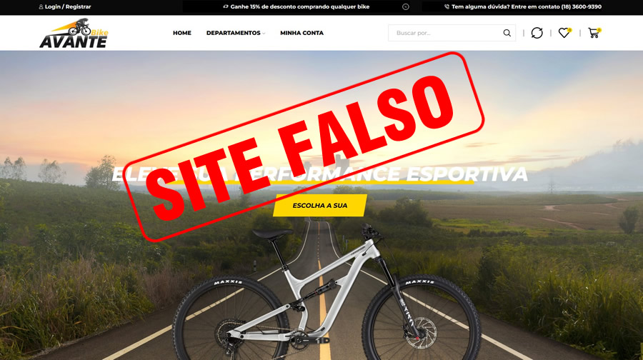 site falso usando a marca avantbike